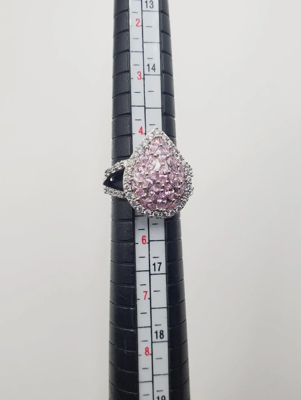 Pink Ice Teardrop Cluster Halo Ring - 925 Sterling Silver